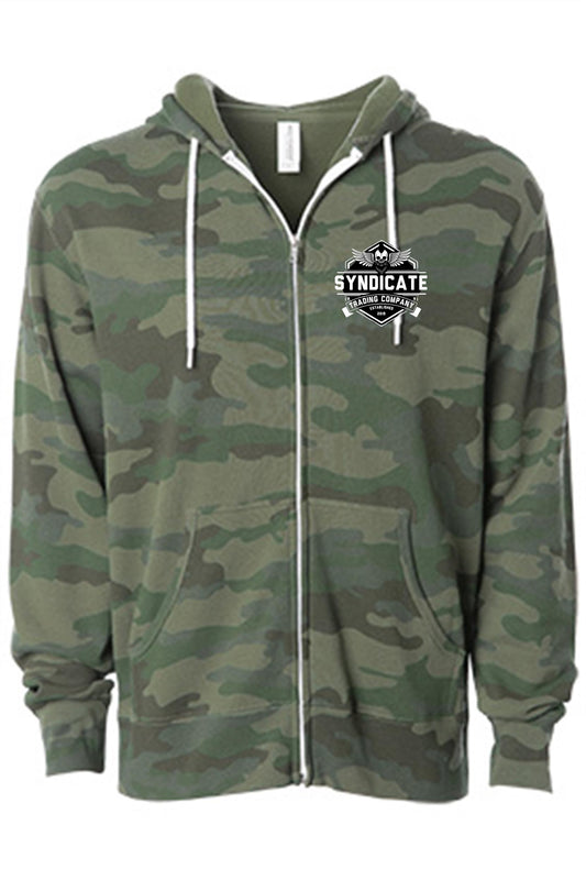 Limited Edition Badge Patch Full Zip Camo Unisex Hoodie